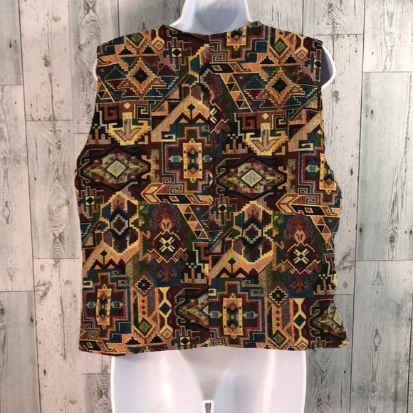 Vintage Norm Thompson Aztec Tapestry Vest Large - Picture 4 of 9